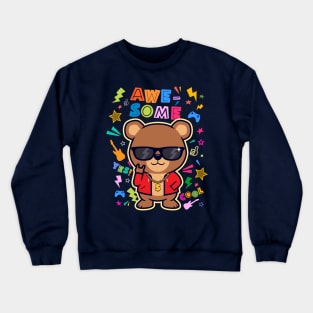 Fun cool bear kid cartoon Crewneck Sweatshirt